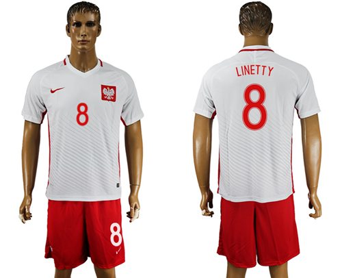 Poland #8 Linetty Home Soccer Country Jersey